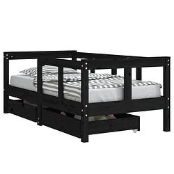 Foto van Vidaxl kinderbedframe met lades 70x140 cm massief grenenhout zwart