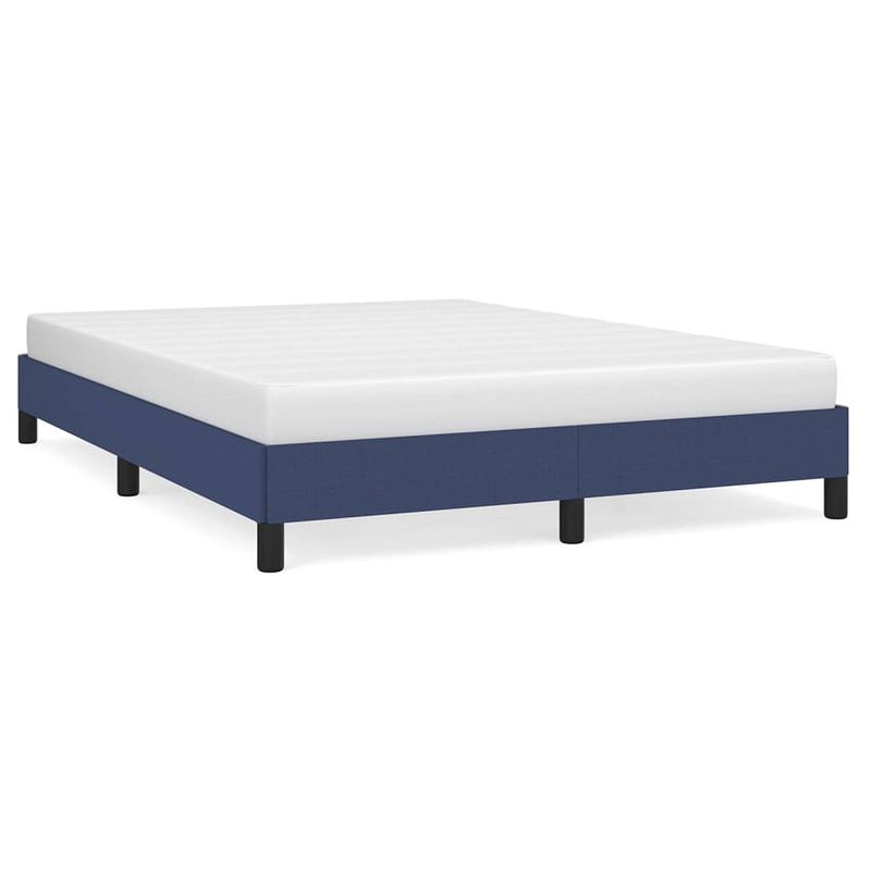 Foto van The living store bedframe - blauw - 193 x 143 x 25 cm - stof/multiplex - geschikte matras- 140 x 190 cm