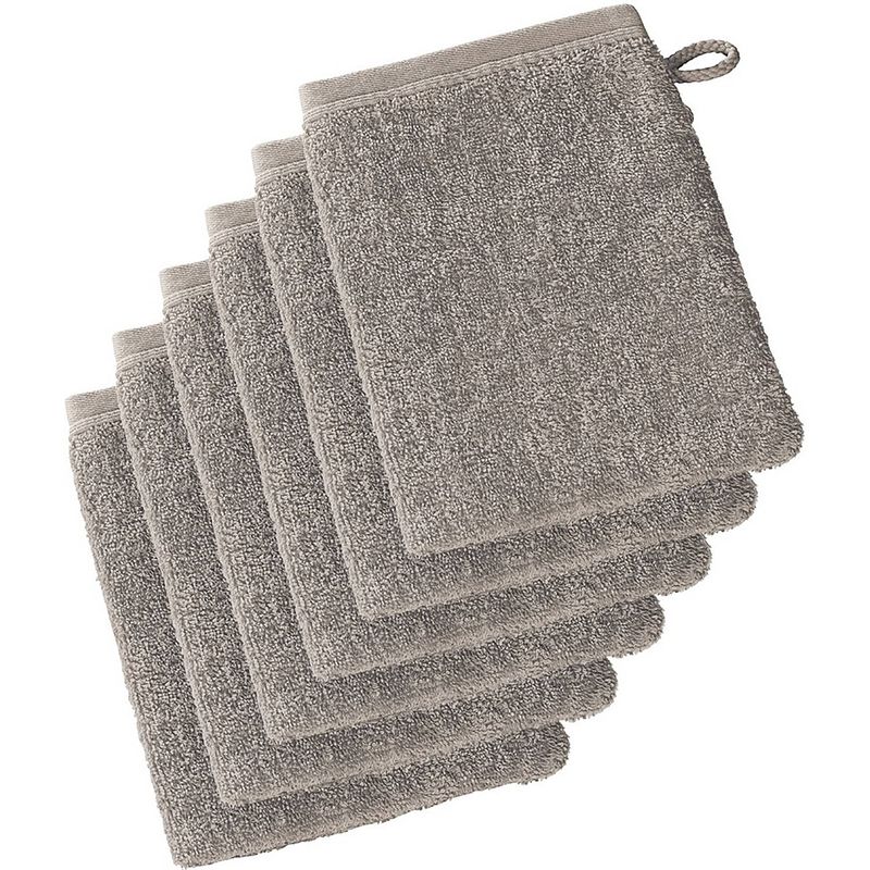 Foto van De witte lietaer washandjes 22 x 15 cm katoen taupe 6 stuks