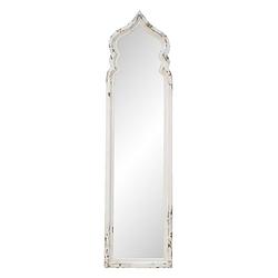 Foto van Clayre & eef staande spiegel 48*4*186 cm wit hout, glas rechthoek passpiegel grote spiegel wit passpiegel grote spiegel