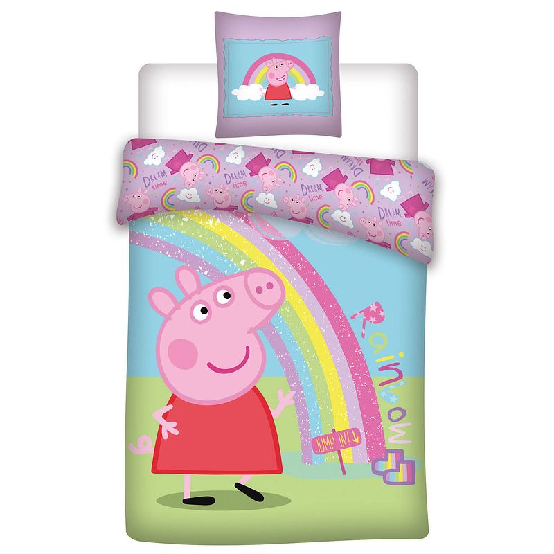 Foto van Peppa pig dekbedovertrek rainbow - eenpersoons - 140 x 200 cm - katoen