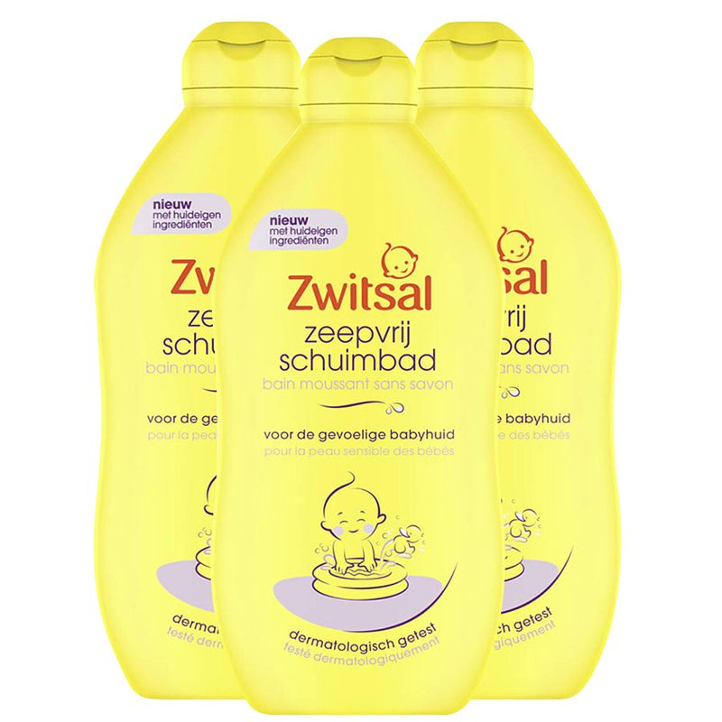 Foto van Zwitsal - zeepvrij schuimbad - 3 x 400 ml - voordeelpack