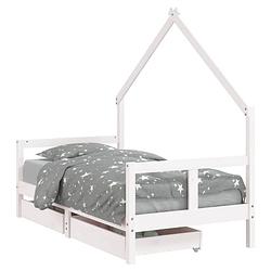 Foto van Vidaxl kinderbedframe met lades 80x160 cm massief grenenhout wit