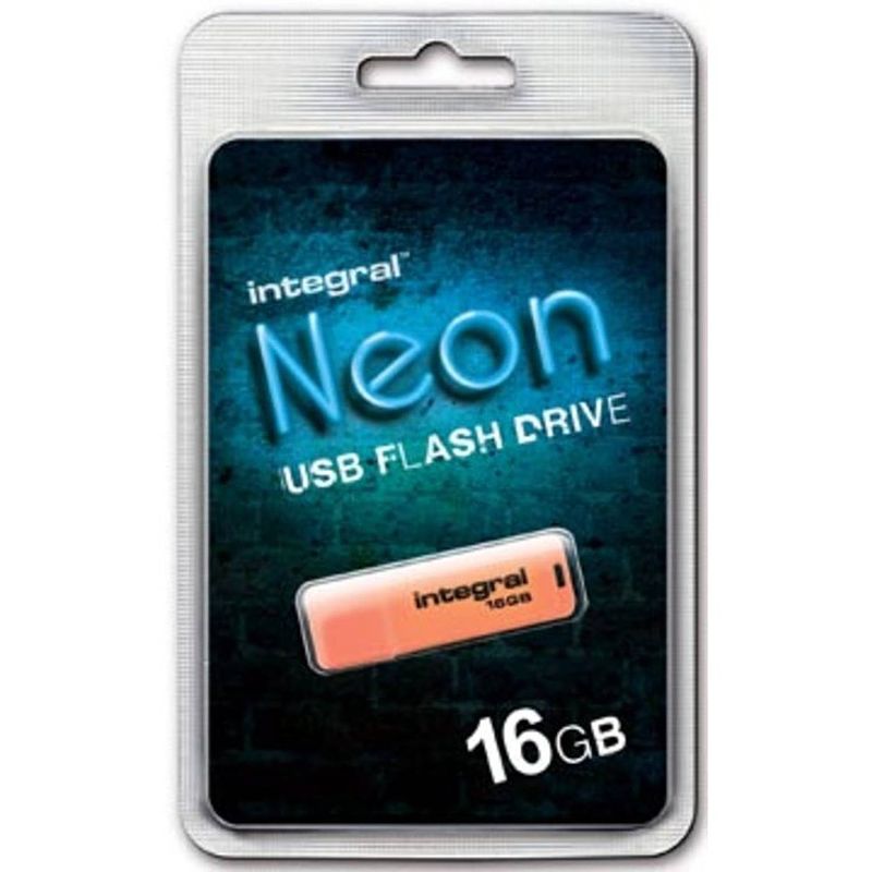 Foto van Integral neon usb 2.0 stick, 16 gb, oranje