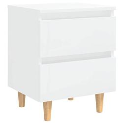 Foto van The living store nachtkastje scandinavische stijl - hoogglans wit - 40 x 35 x 50 cm - met 2 lades