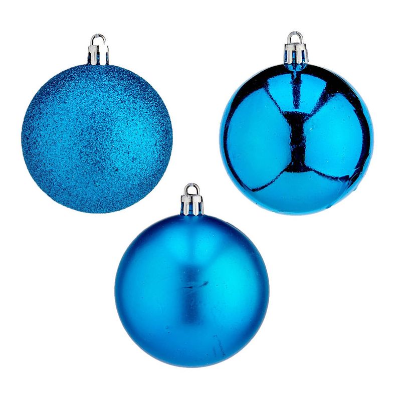 Foto van 20x stuks kerstballen helder blauw kunststof 7 cm glitter, glans, mat - kerstbal