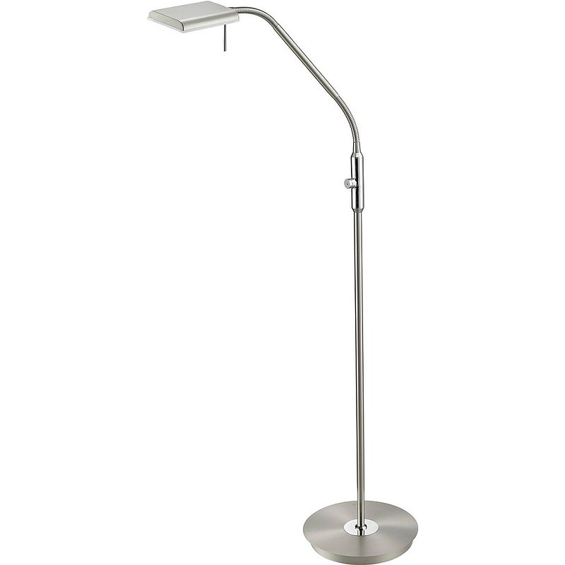 Foto van Led vloerlamp - trion bernaro - 12w - warm wit 3000k - dimbaar - rond - mat nikkel - aluminium