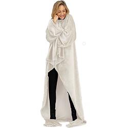 Foto van O'sdaddy® fleece deken - fleece plaid met mouwen - 150x200 - super zacht - taupe