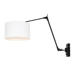 Foto van Steinhauer wandlamp prestige chic 8120 zwart kap wit linnen