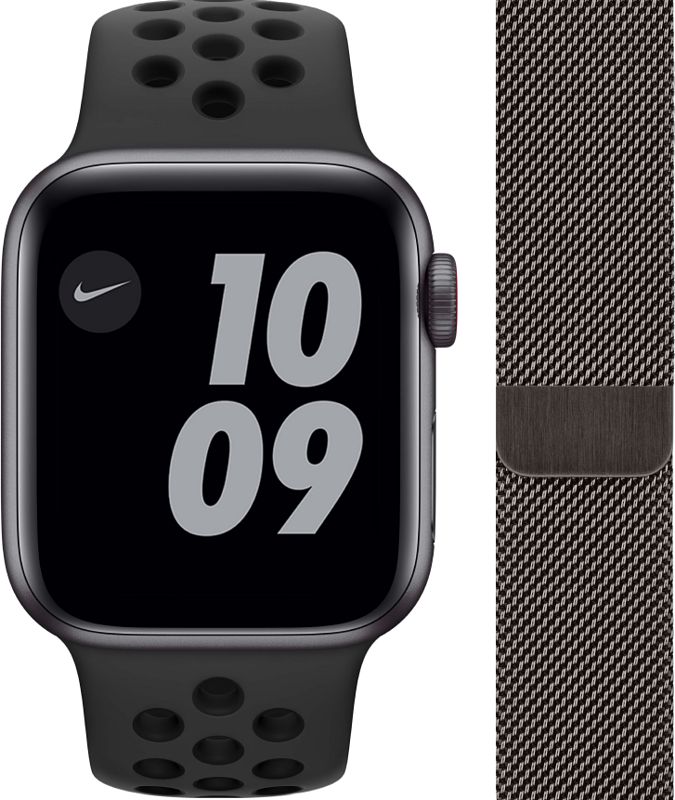 Foto van Apple watch nike se 4g 40mm space gray aluminium zwarte sportband + polsband milanees graf