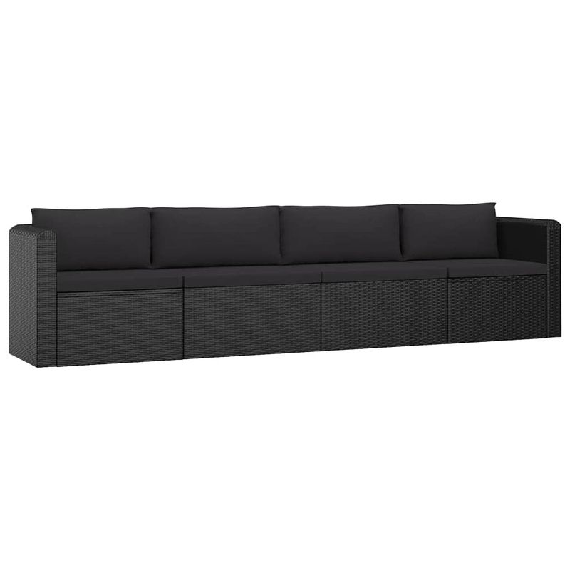 Foto van Infiori 4-delige loungeset met kussens poly rattan zwart