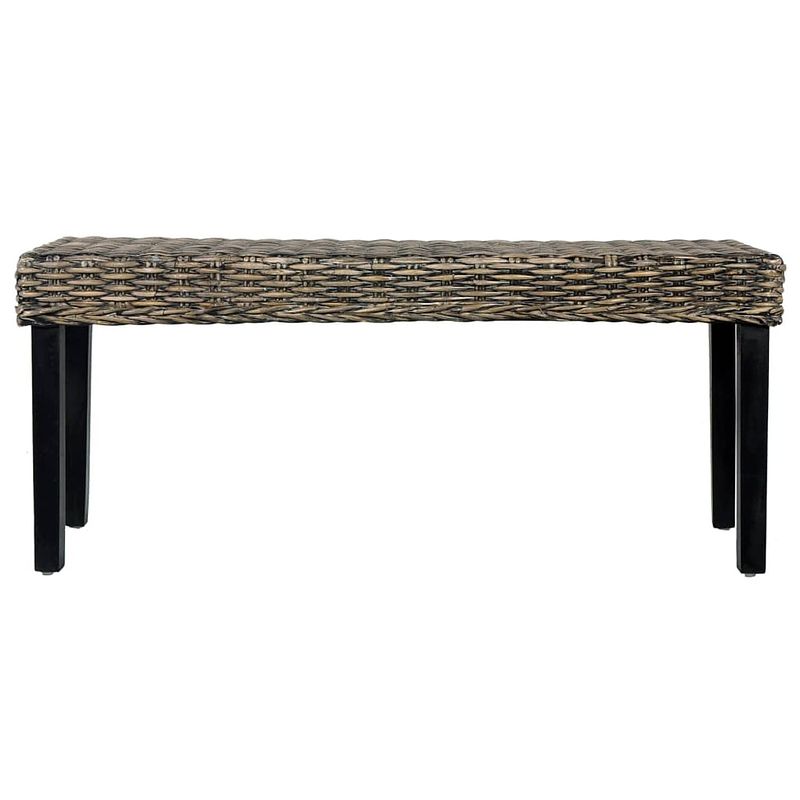 Foto van The living store rattan kubu bank - eetkamer - 110 x 35 x 45 cm - zwart