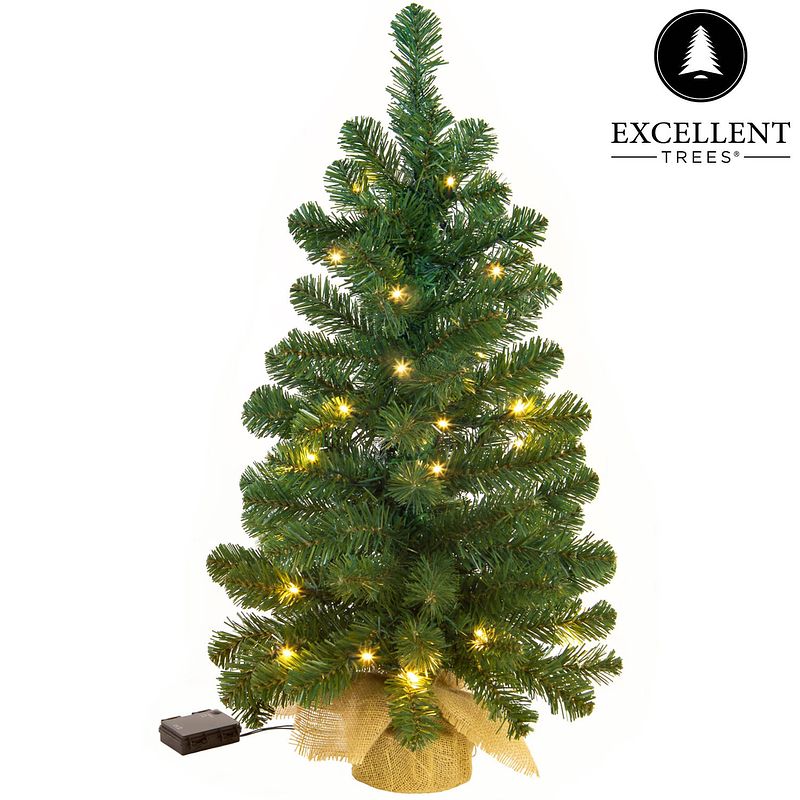 Foto van Kerstboom excellent trees® led jarbo green 75 cm met verlichting - luxe uitvoering - 55 lampjes