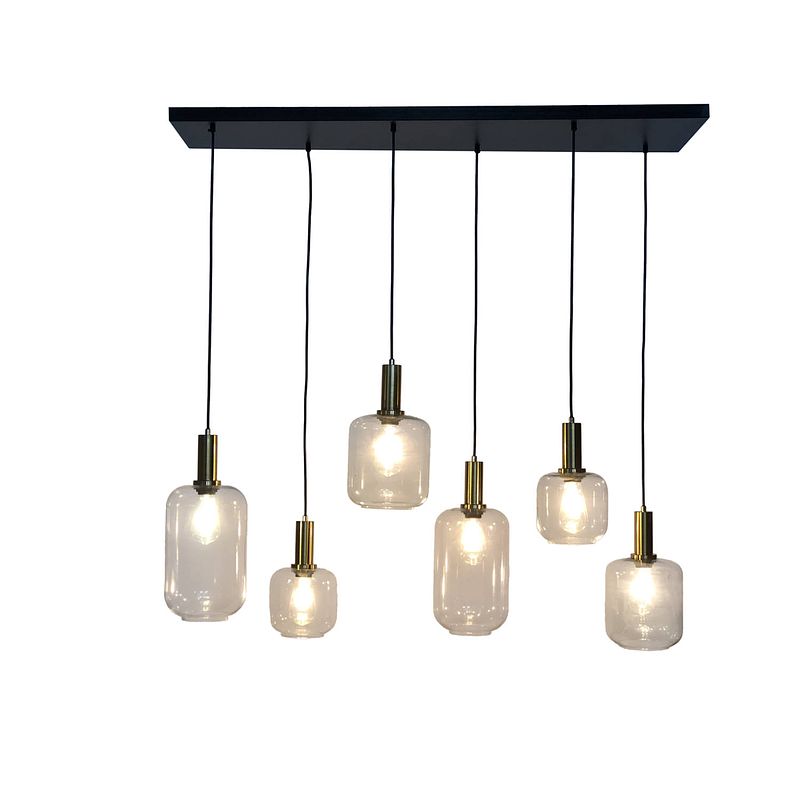 Foto van Industriële hanglamp 6 lichts plafondlamp semmy lamp