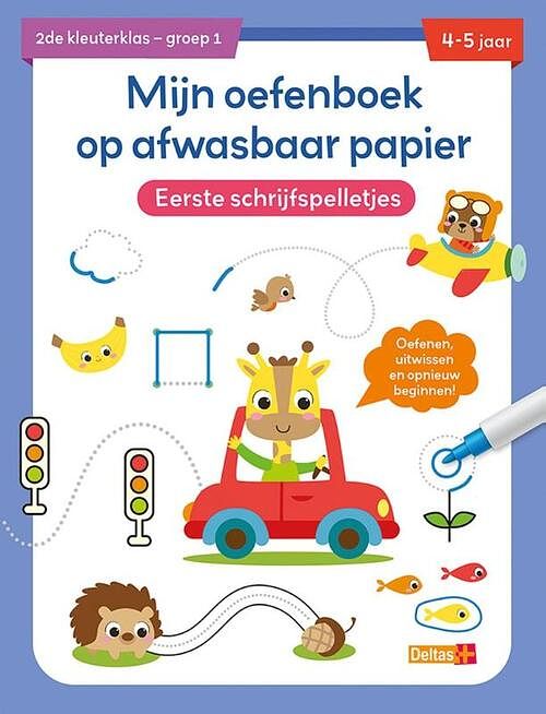 Foto van Mijn oefenboek op afwasbaar papier eerste schrijfspelletjes (4-5 j.) - paperback (9789044763317)