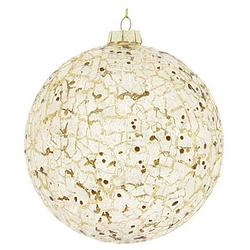 Foto van Tom kerstbal jady 15 cm glas wit/goud