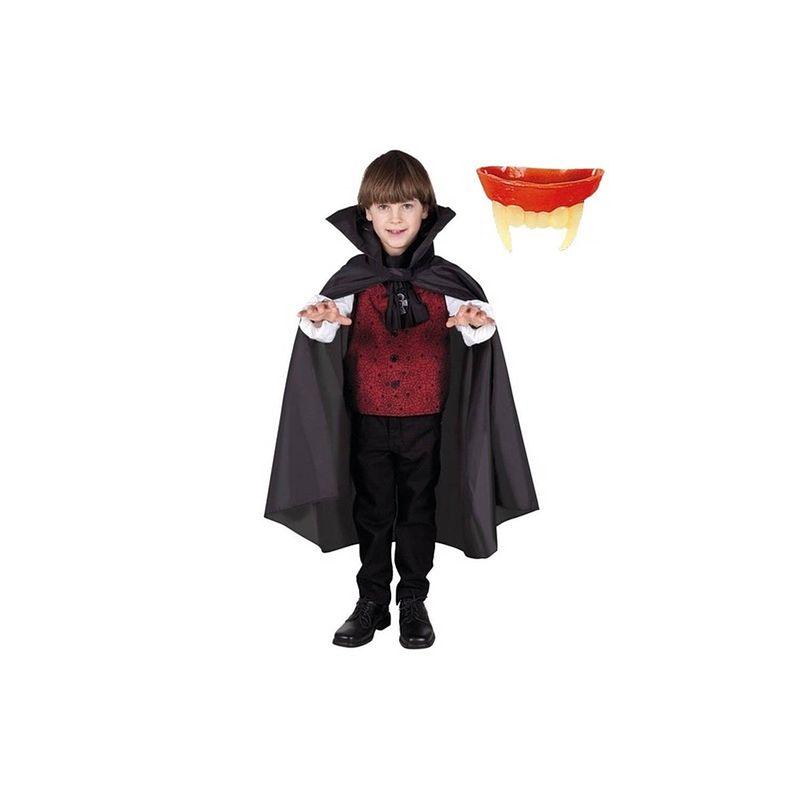 Foto van Halloween - dracula cape inclusief gebit voor kinderen