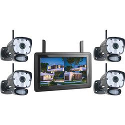 Foto van Elro cz60rips-4 draadloze 1080p hd complete beveiligingscamera set - met 4 camera's, 9 inch monitor en app