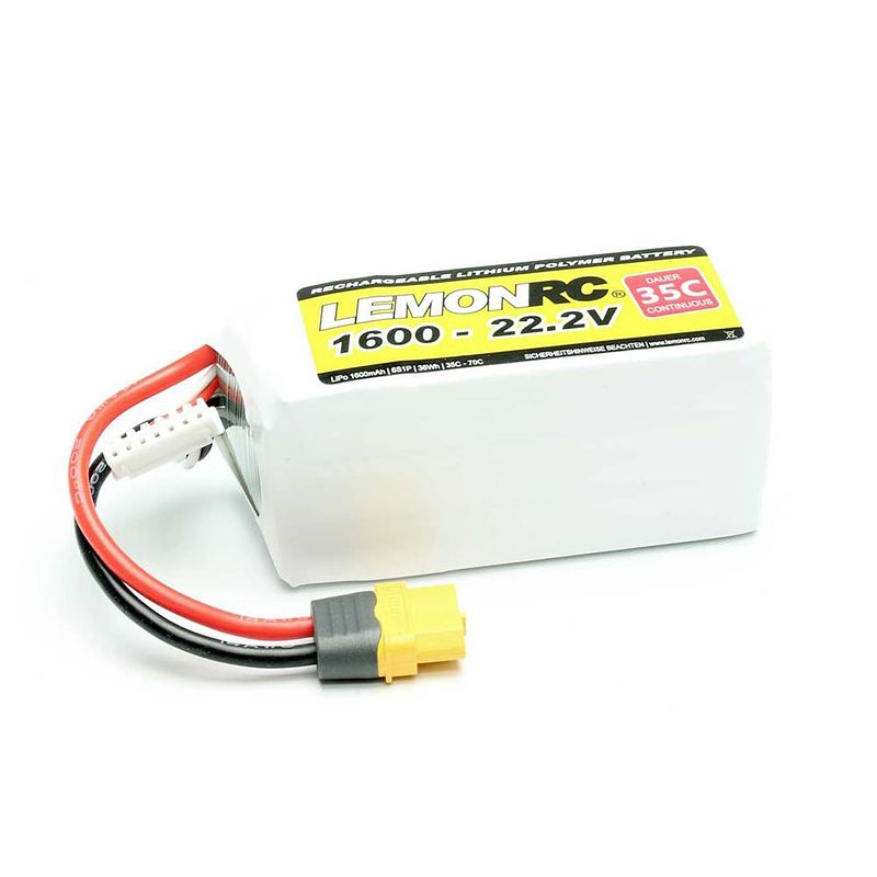 Foto van Lemonrc lipo accupack 22.2 v 1600 mah aantal cellen: 6 35 c softcase xt60