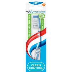 Foto van Aquafresh clean control soft dagelijkse tandenborstel 1 stuk, 100% plasticvrije verpakking bij jumbo