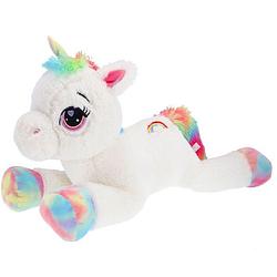 Foto van Unicorn pluche wit liggend 80 cm