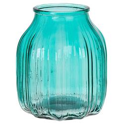 Foto van Bloemenvaas klein - turquoise blauw - transparant glas - d14 x h16 cm - vazen