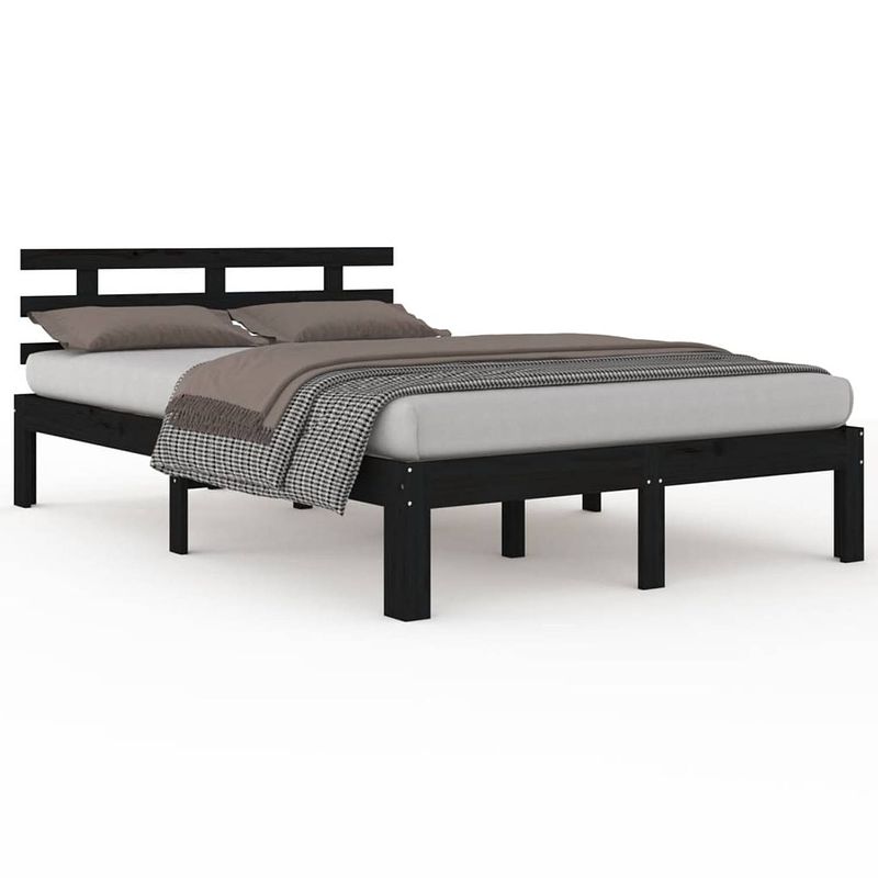 Foto van Infiori bedframe massief hout zwart 200x200 cm