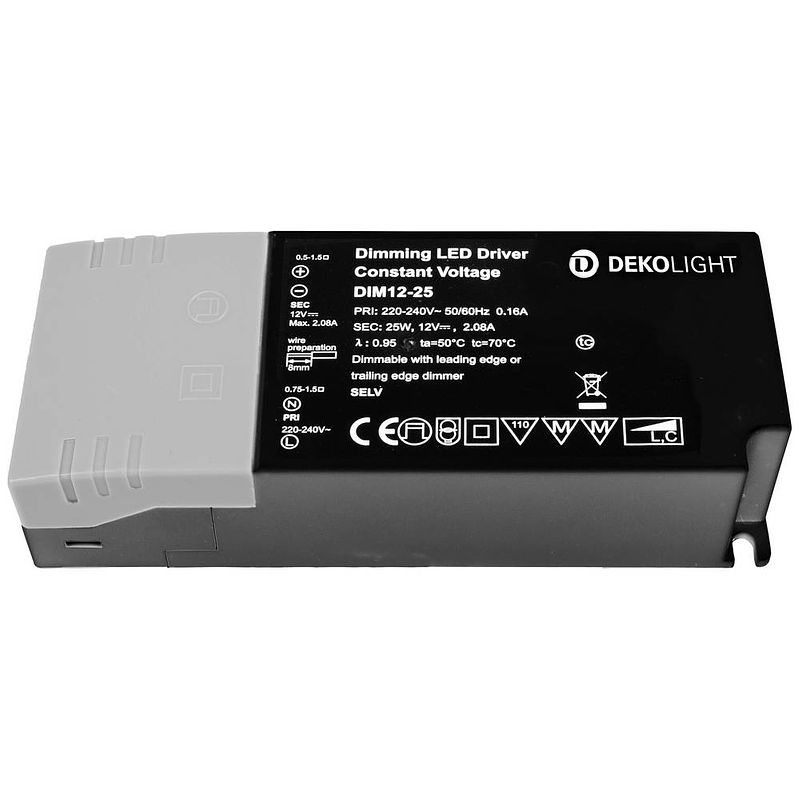 Foto van Deko light basic, dim, cv, 12v 2,5-25w led-driver constante spanning 25 w 200 - 2080 ma 12 v