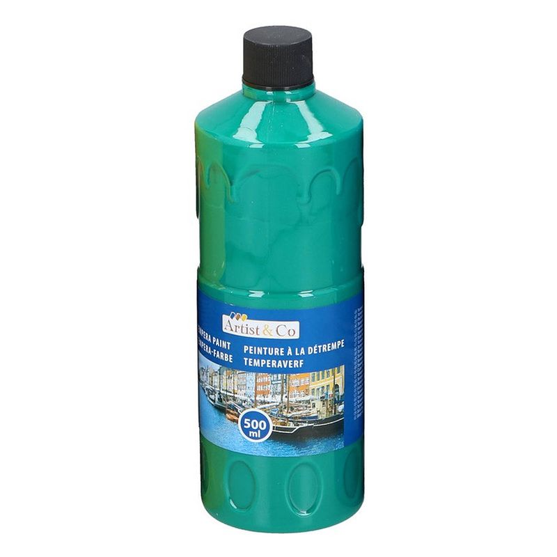 Foto van 1x groene acrylverf / temperaverf fles 500 ml hobby/knutsel verf - hobbyverf