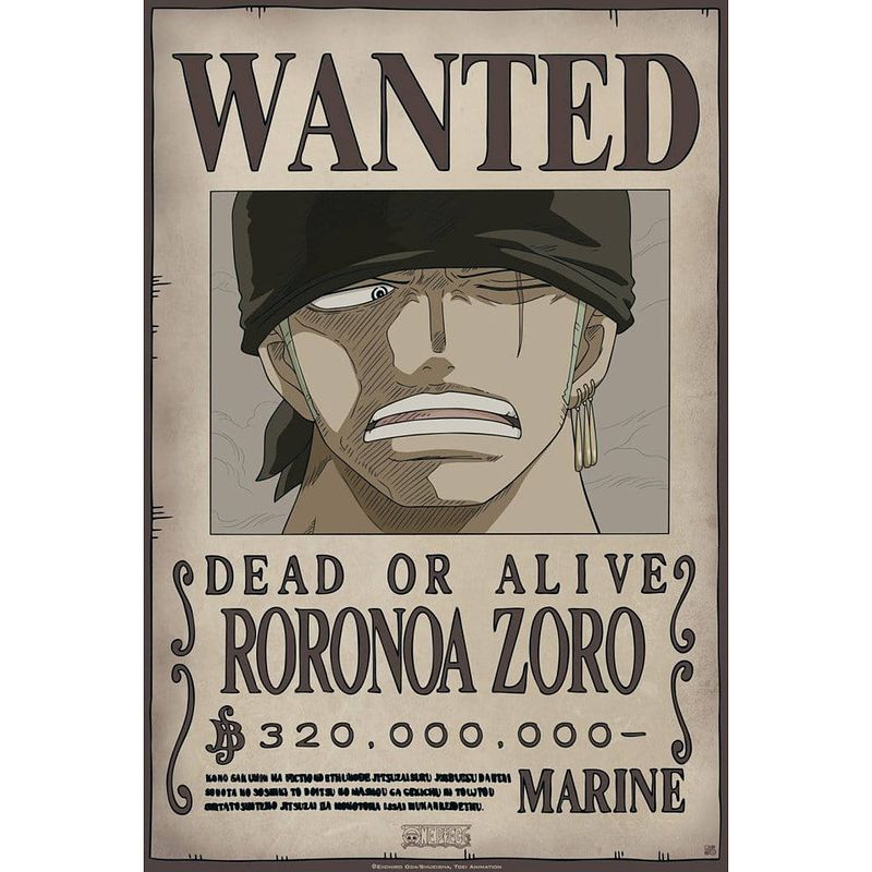 Foto van Abystyle one piece wanted zoro new poster 35x52cm