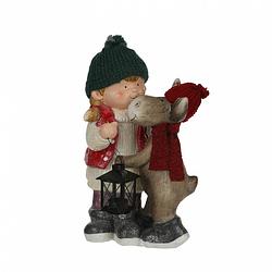 Foto van House of seasons kerstfiguur meisje 26,5 x 22 x 42 cm keramiek rood