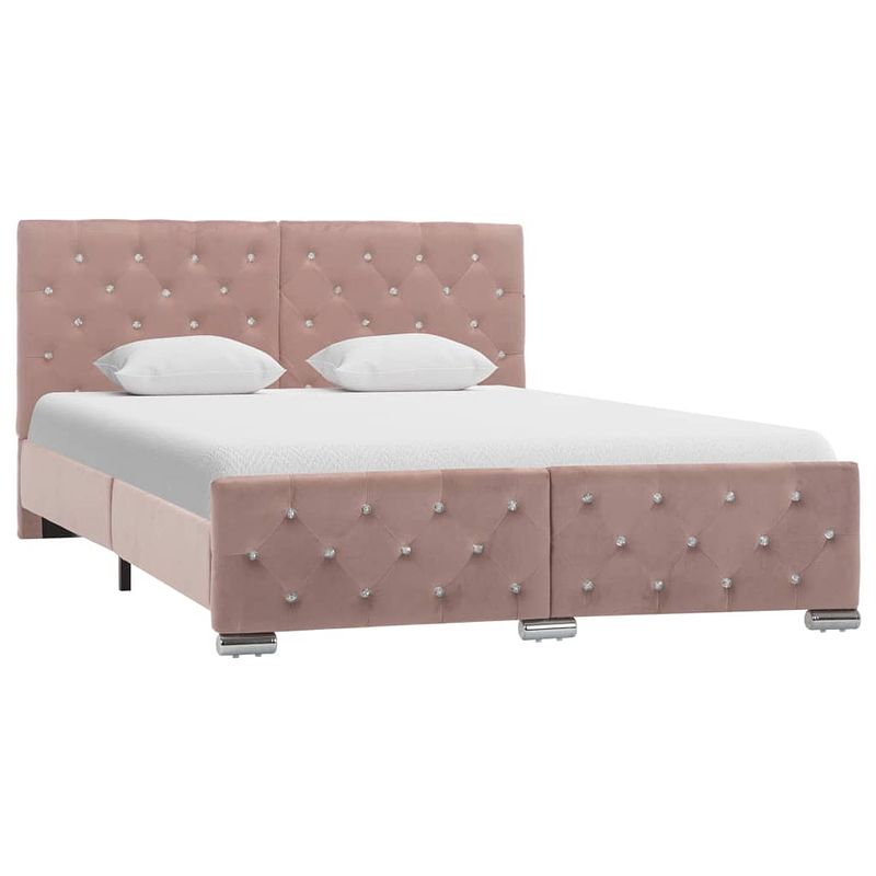 Foto van Vidaxl bedframe fluweel roze 140x200 cm