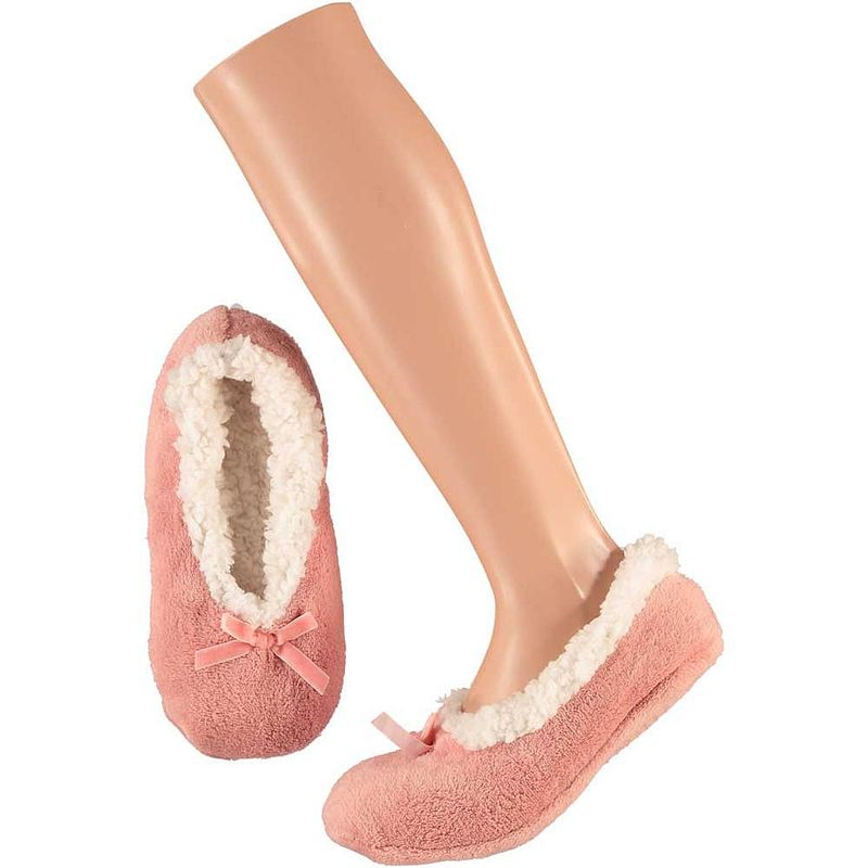 Foto van Dames ballerina sloffen/pantoffels roze maat 40-42 - sloffen - volwassenen