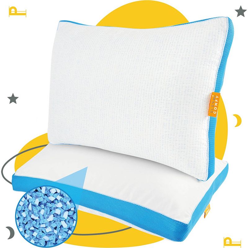 Foto van Sleep comfy - hoofdkussen - traagschuim hoofdkussen - geschikt voor rug, zij-en buikslapers -cooling design 50x70x14 cm