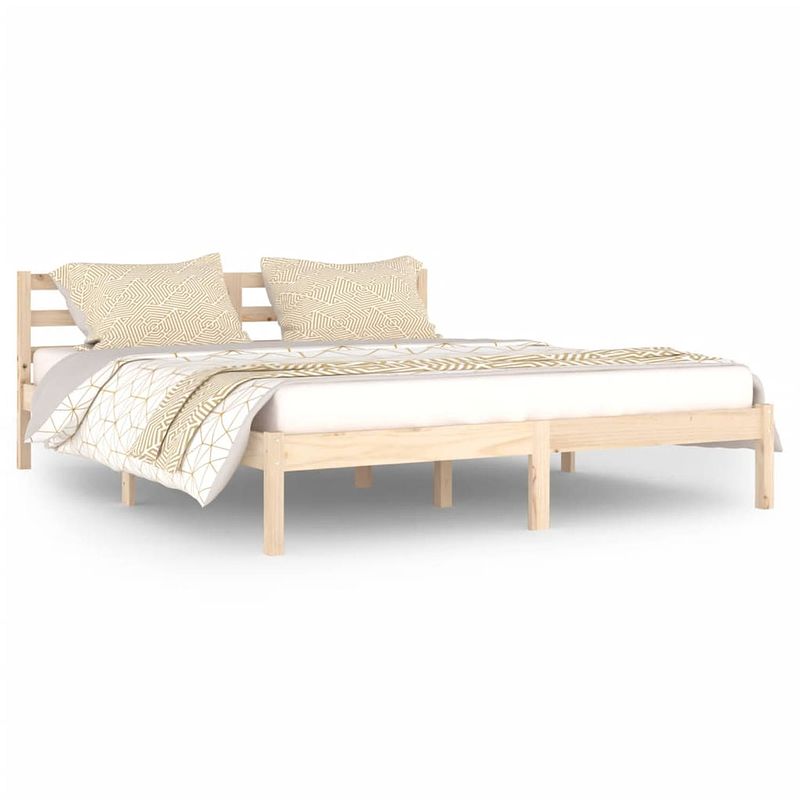 Foto van The living store houten bedframe - modern bedroom - bedframe - afmeting- 205.5 x 165.5 x 69.5 cm - ken- massief