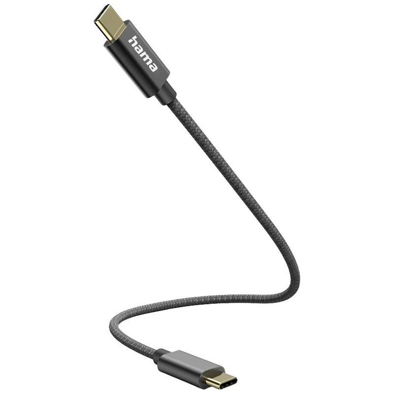 Foto van Hama usb-laadkabel usb 2.0 usb-c stekker, usb-c stekker 0.20 m zwart 00201604