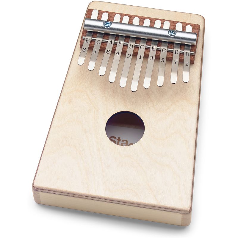 Foto van Stagg 10 keys kid kalimba natural met beschermhoesje