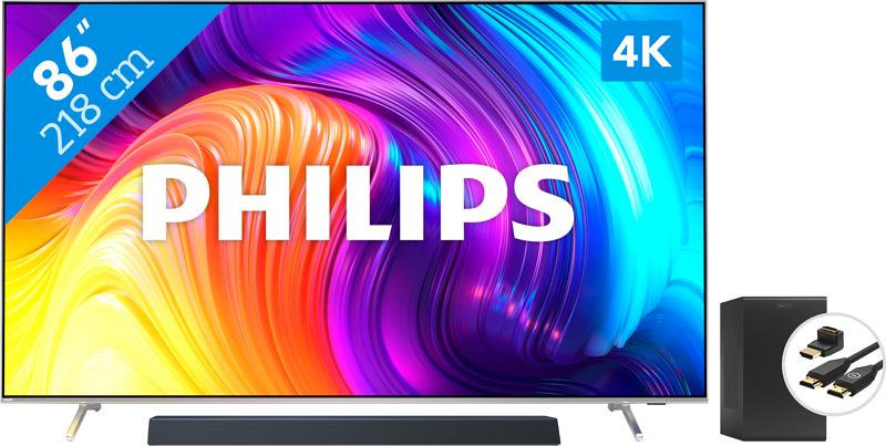 Foto van Philips the one (86pus8807) - ambilight (2022) + soundbar + hdmi kabel