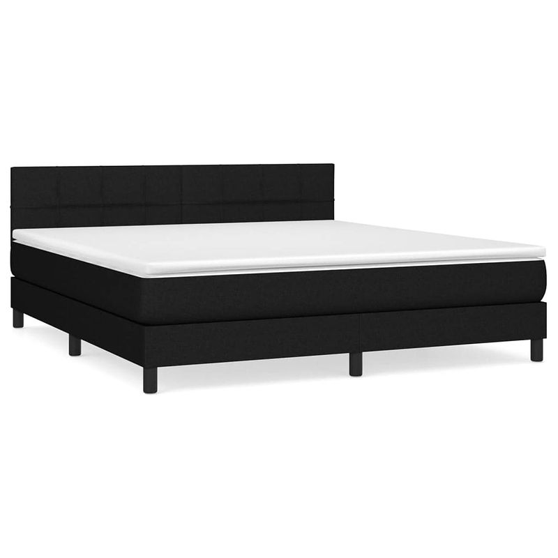 Foto van The living store boxspring bed - pocketvering matras - middelharde ondersteuning - huidvriendelijk topmatras - zwart -