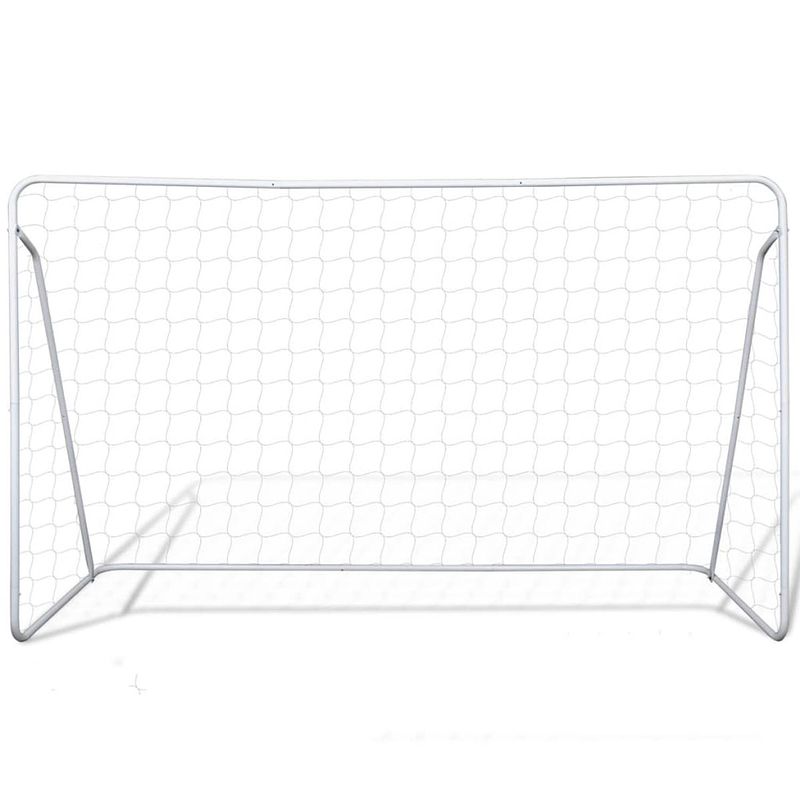 Foto van The living store voetbalgoal - stalen frame - afmetingen- 240 x 90 x 150 cm - weerbestendig - kleur- wit