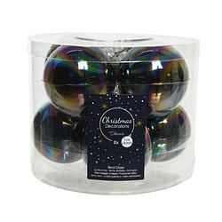 Foto van Kerstbal glas d7cm zwart iris 8st