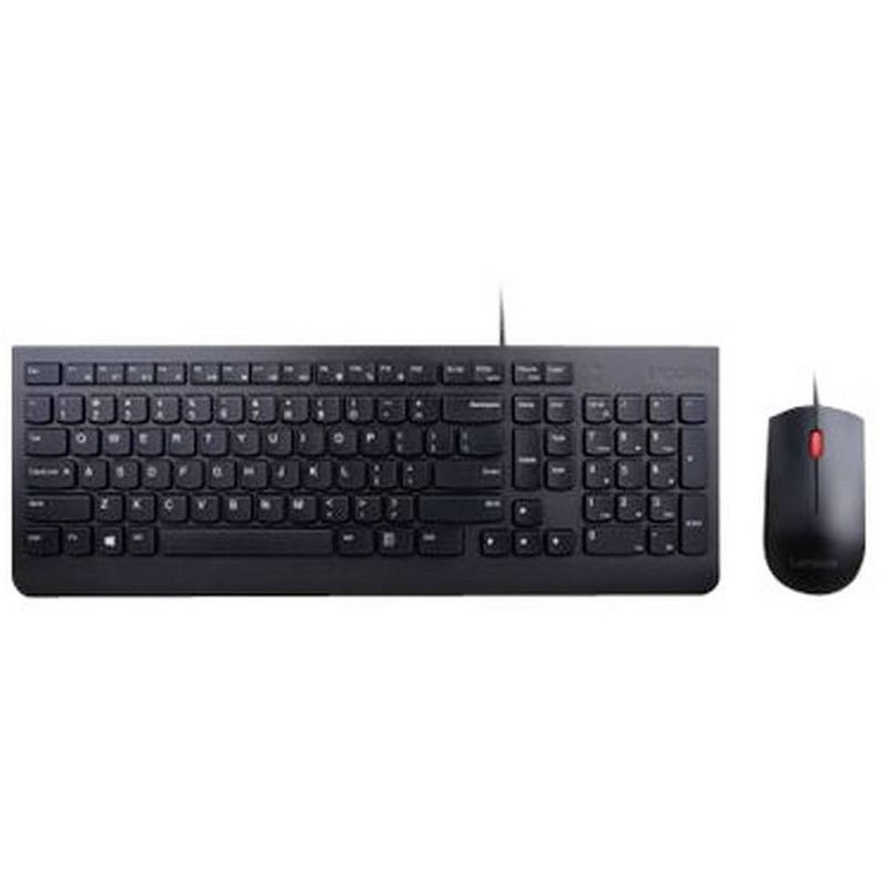 Foto van Lenovo 4x30l79922 set met toetsenbord en muis kabelgebonden spatwaterdicht qwerty, us-engels, windows zwart