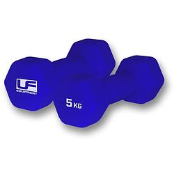 Foto van Reydon dumbbells urban fitness hex 5 kg neopreen blauw 2 stuks