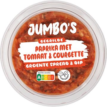 Foto van Jumbo'ss gegrilde paprika met tomaat & courgette groente spread & dip 150 g