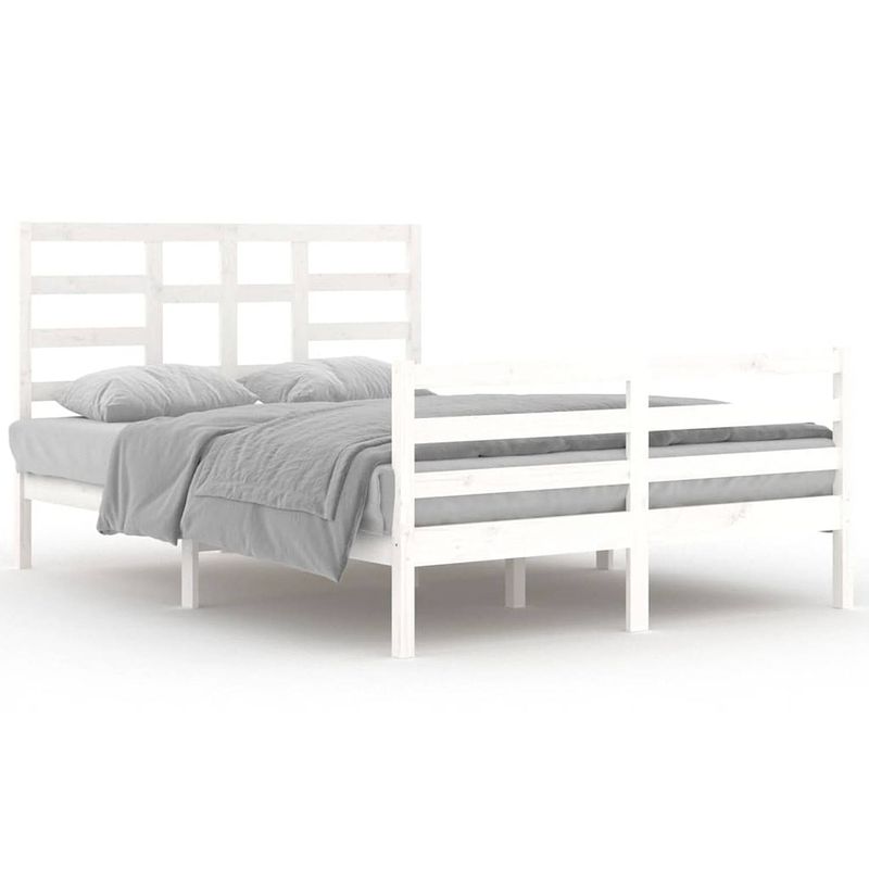 Foto van The living store houten bedframe - massief grenenhout - 140 x 200 cm - wit