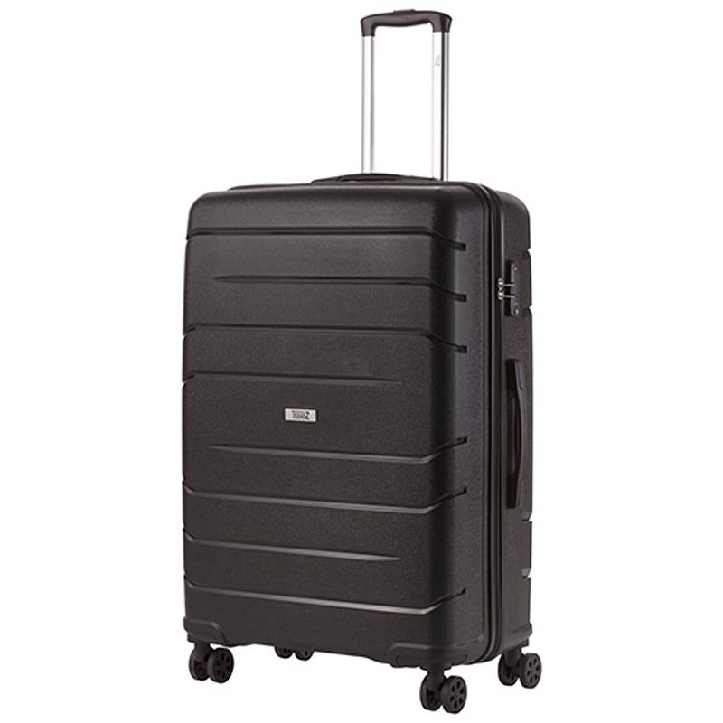 Foto van Travelz big bars reiskoffer 78 cm met dubbele wielen - trolley koffer met tsa-slot - zwart