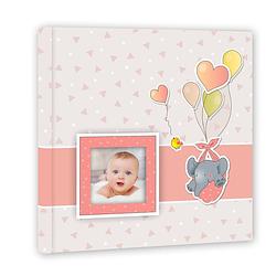 Foto van Fotoboek/fotoalbum pierre baby meisje met 30 paginas roze 32 x 32 x 3,5 cm - fotoalbums