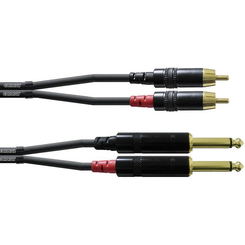 Foto van Cordial cfu1,5pc audio adapterkabel [2x jackplug male 6,3 mm - 2x cinch-stekker] 1.50 m zwart