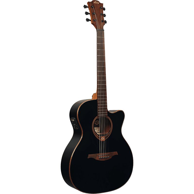 Foto van Lag guitars tramontane 118 t118ace-blk black elektrisch-akoestische westerngitaar