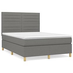 Foto van The living store boxspringbed donkergrijs 203x144x118/128cm - pocketvering - middelharde ondersteuning